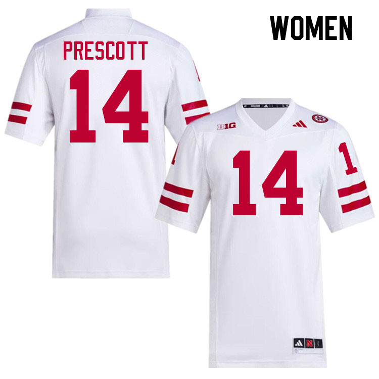 Women #14 Kahmir Prescott Nebraska Cornhuskers College Football Jerseys Stitched Sale-White